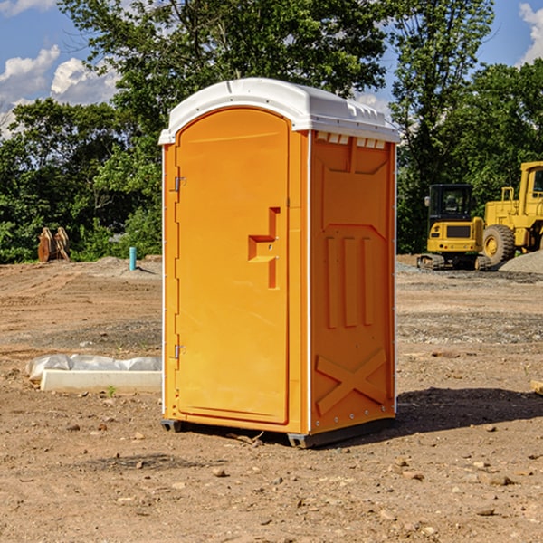 how often are the porta potties cleaned and serviced during a rental period in Rhine